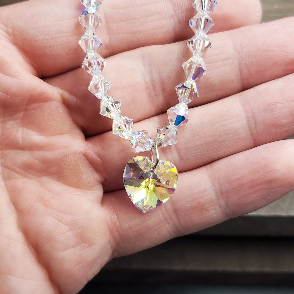 Colorful Crystal Heart Charm Expandable Bracelet